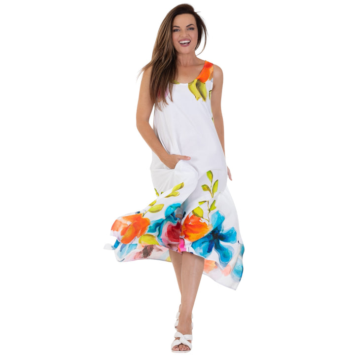 Calypso Sleeveless Maxi Dress Floral Border
