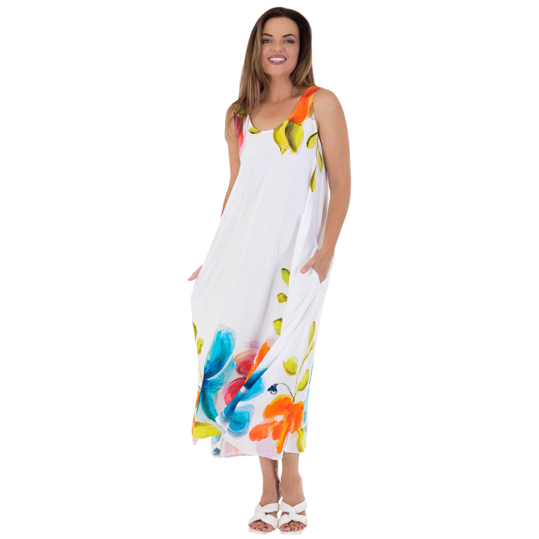 Calypso Sleeveless Maxi Dress Floral Border
