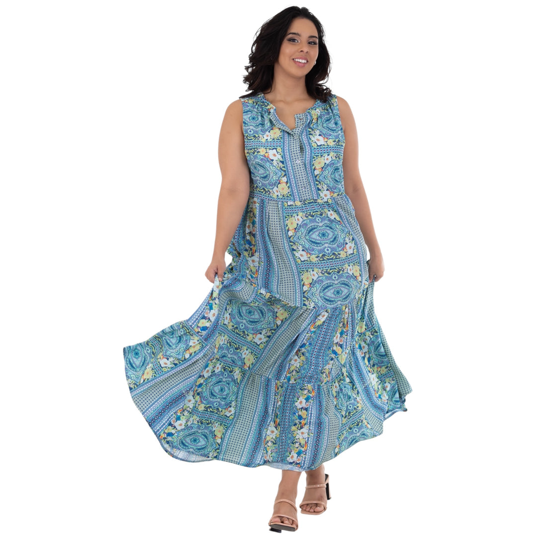 Calypso Blue Printed Maxi Dress
