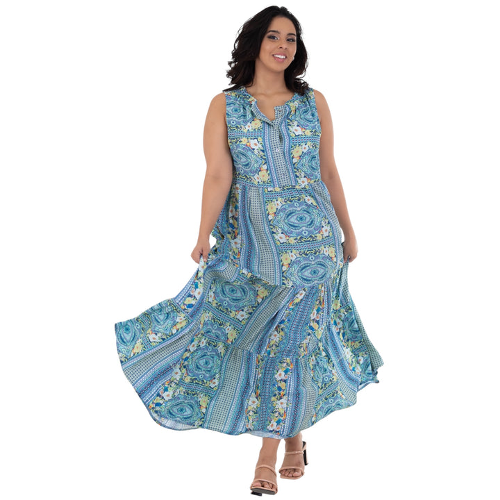 Calypso Blue Printed Maxi Dress