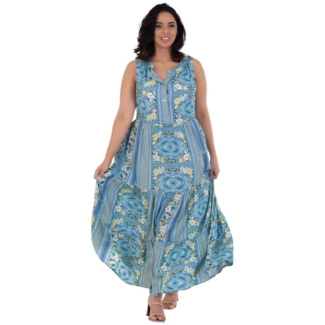 Calypso Blue Printed Maxi Dress