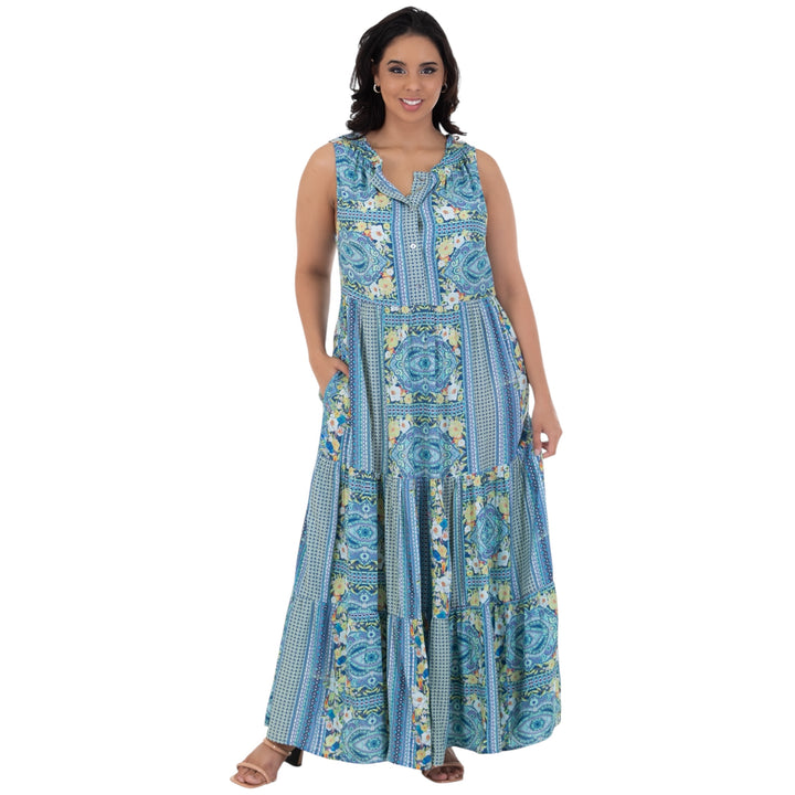 Calypso Blue Printed Maxi Dress