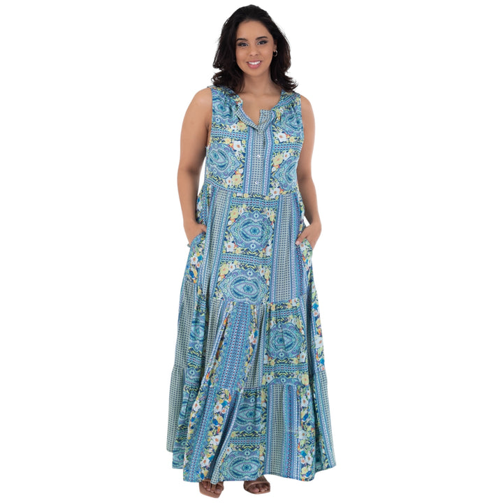 Calypso Blue Printed Maxi Dress
