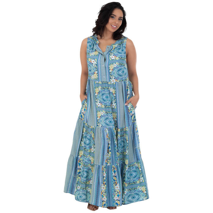 Calypso Blue Printed Maxi Dress