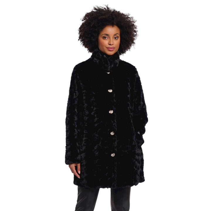 Rino & Pelle Nonna Faux Fur Coat Curly Black