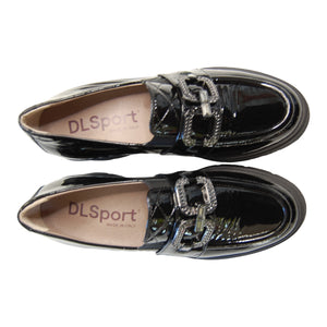 DL Sport Chain Loafer Black Patent Leather Top View