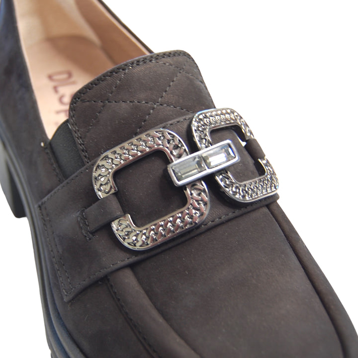 DL Sport Chain Loafer Black Nubuck Leather detail