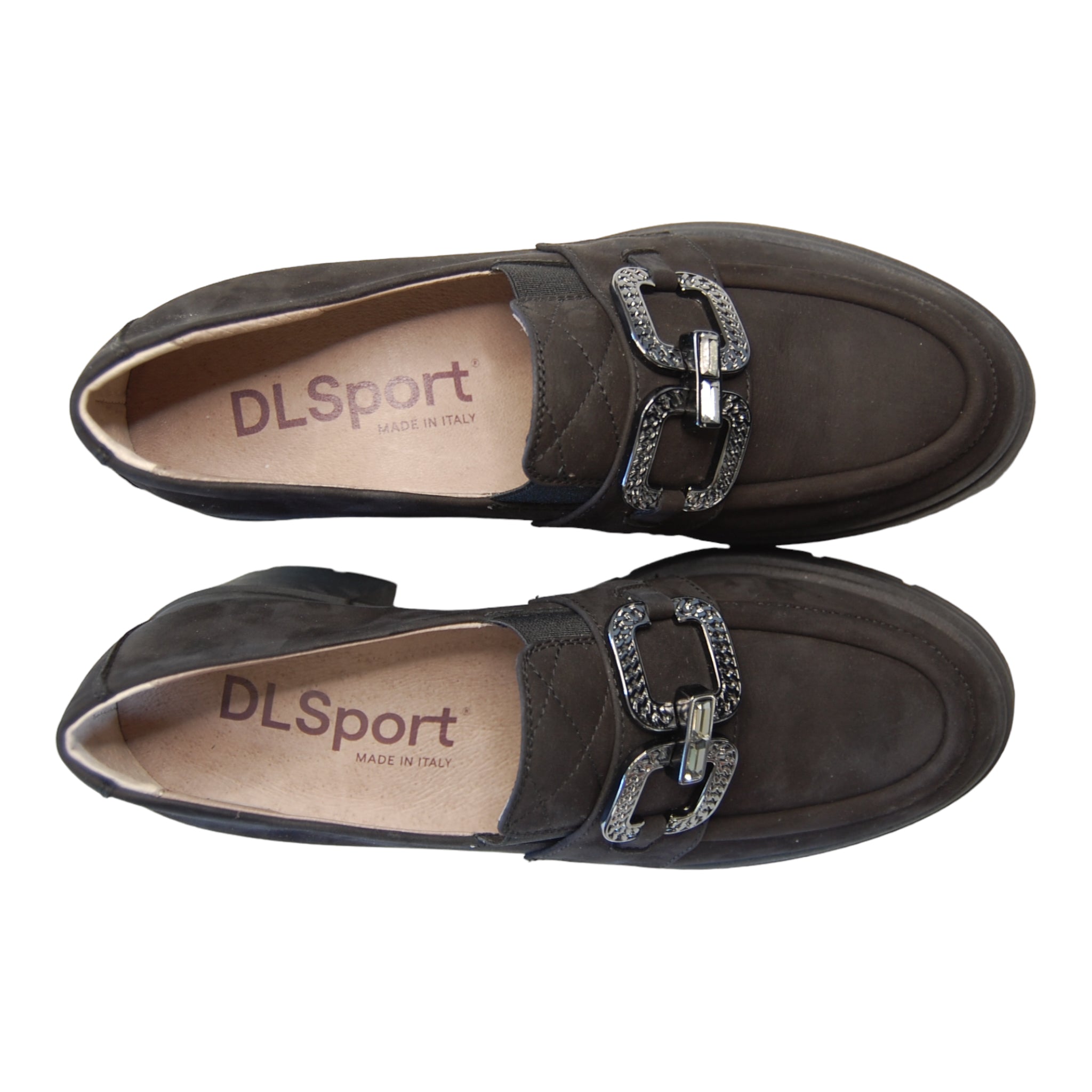 DL Sport Chain Loafer Black Nubuck Leather top down view