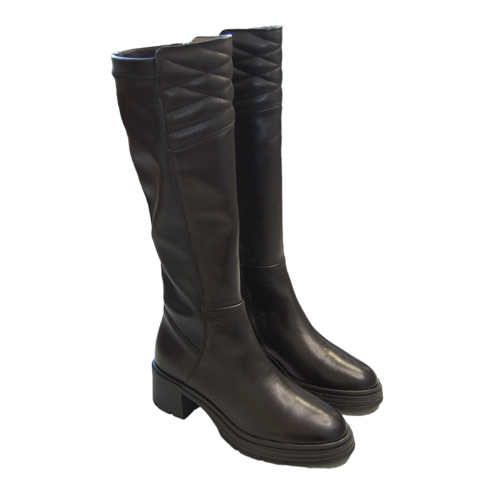 DL Sport Leather Knee Boots Black