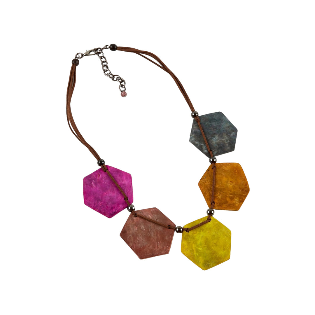 Dante Short Multi-Coloured Hexagonal Necklace