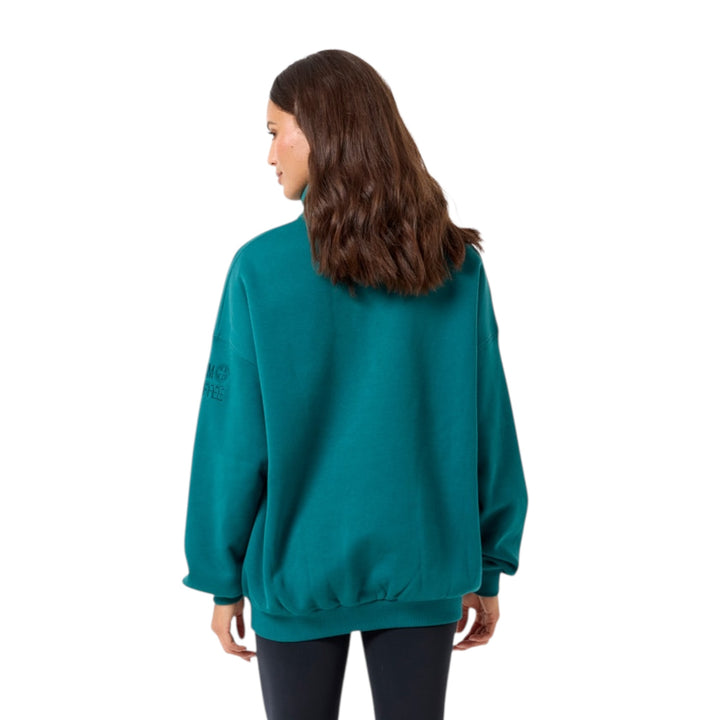 Gym + Coffee Sierra Snap Collar Sweatshirt Teal