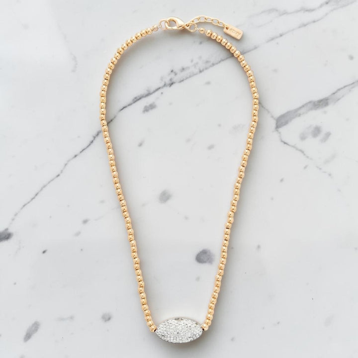 Envy Beaded Necklace with Diamonte Stone Gold