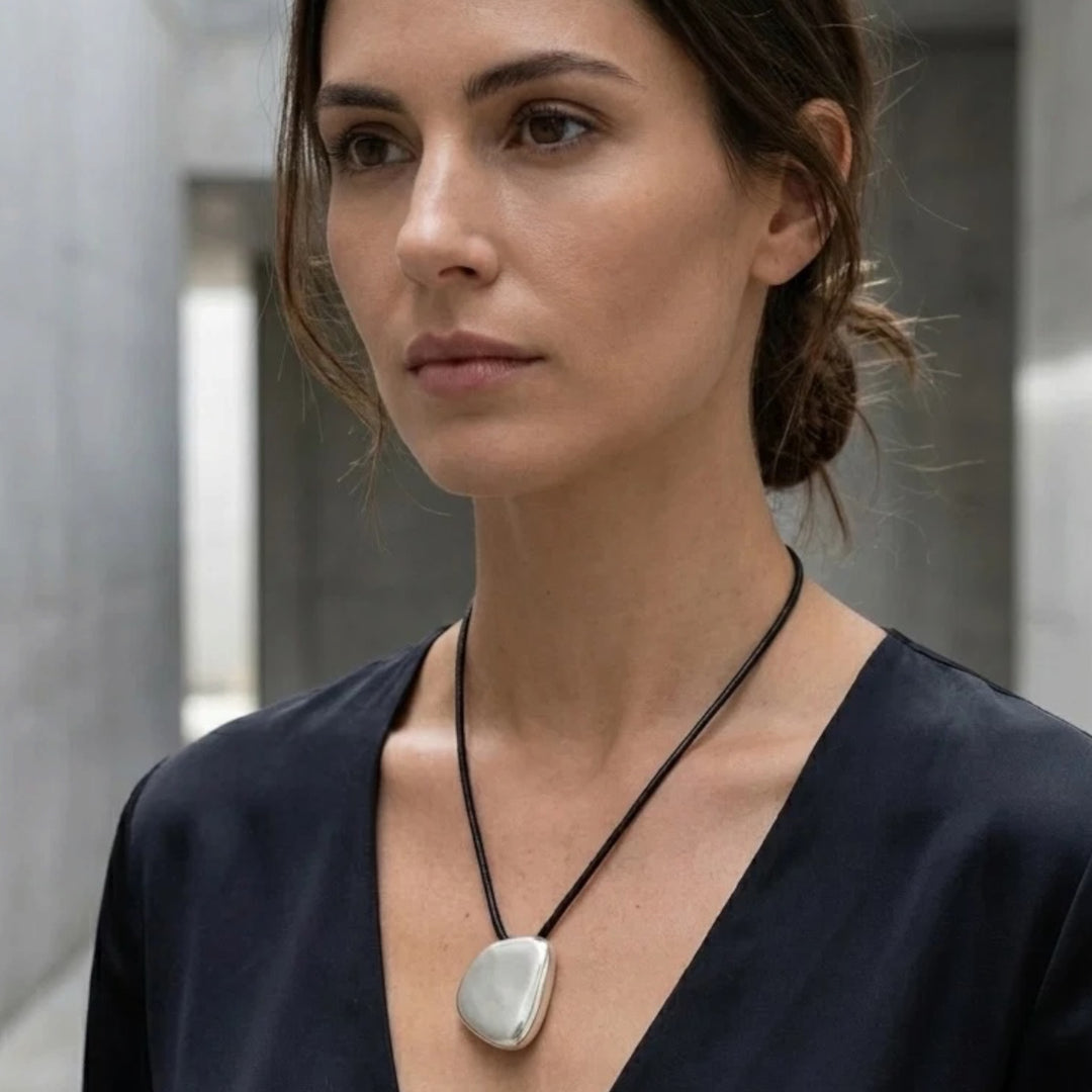 Envy Black Cord Necklace with Silver Pendant