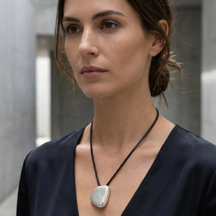 Envy Black Cord Necklace with Silver Pendant