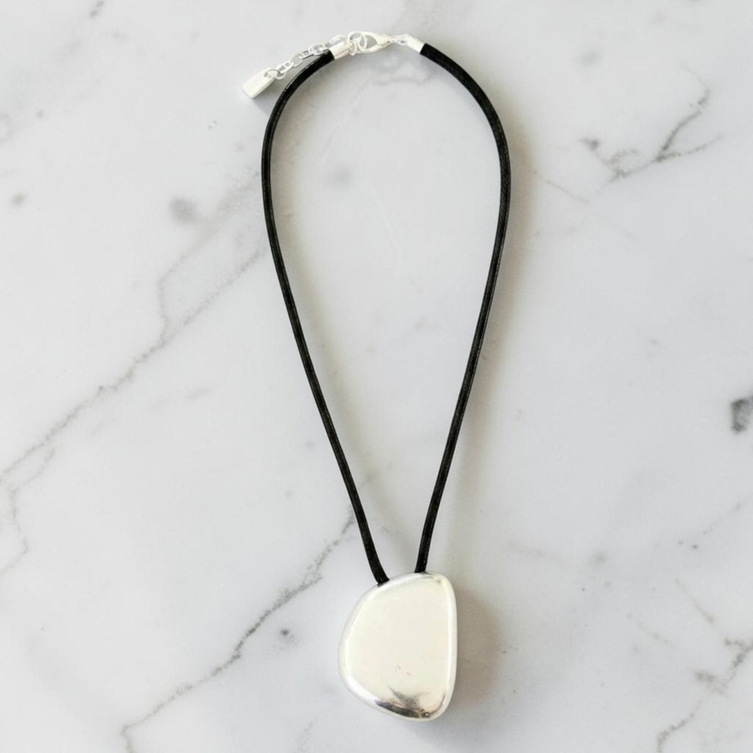 Envy Black Cord Necklace with Silver Pendant