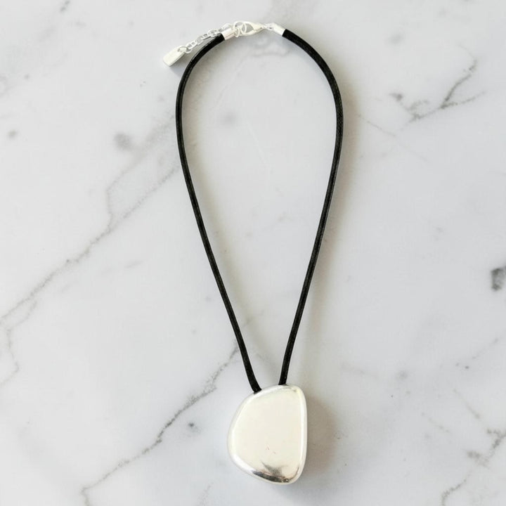 Envy Black Cord Necklace with Silver Pendant