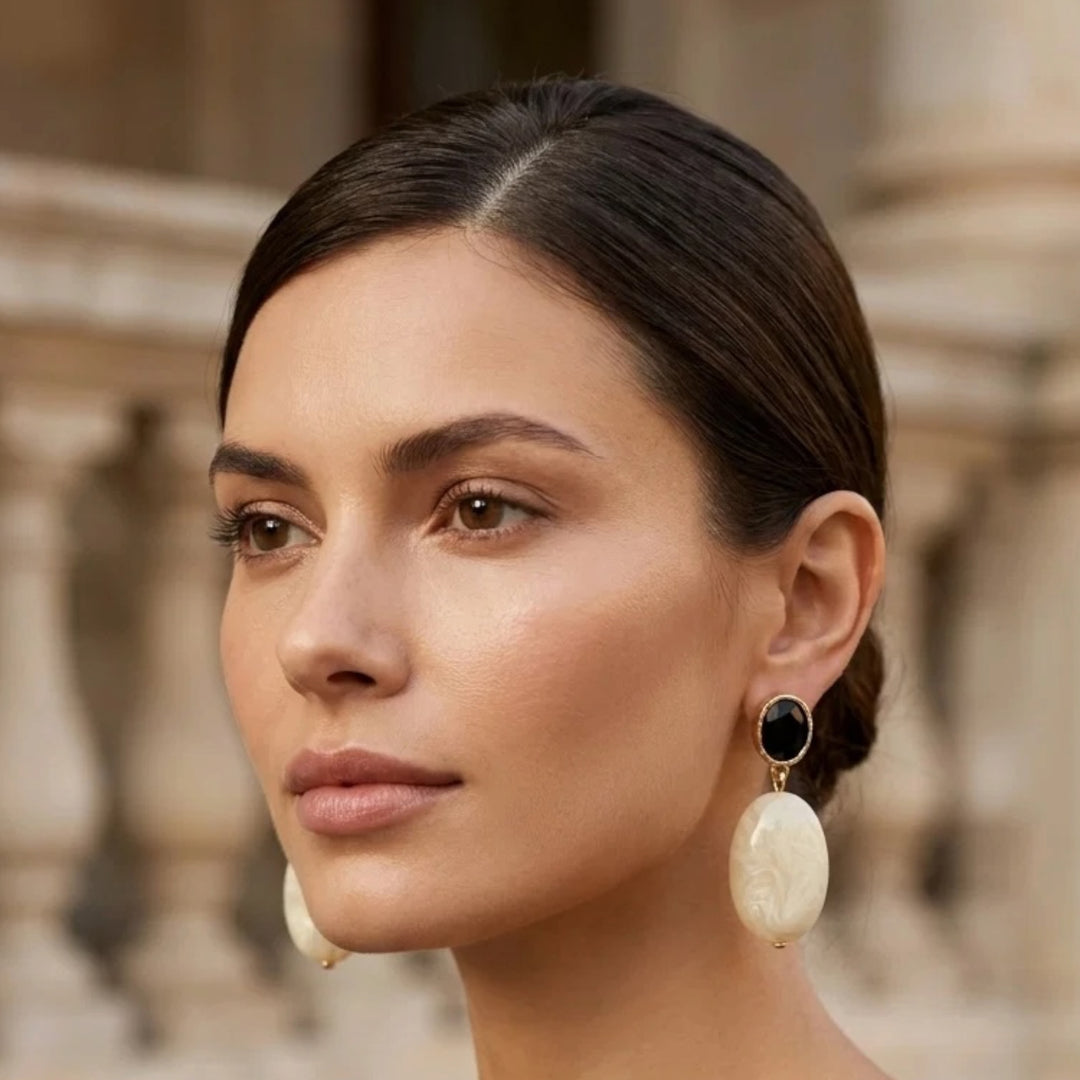 Envy Black Dropper Earring with White Stone