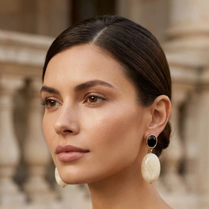 Envy Black Dropper Earring with White Stone