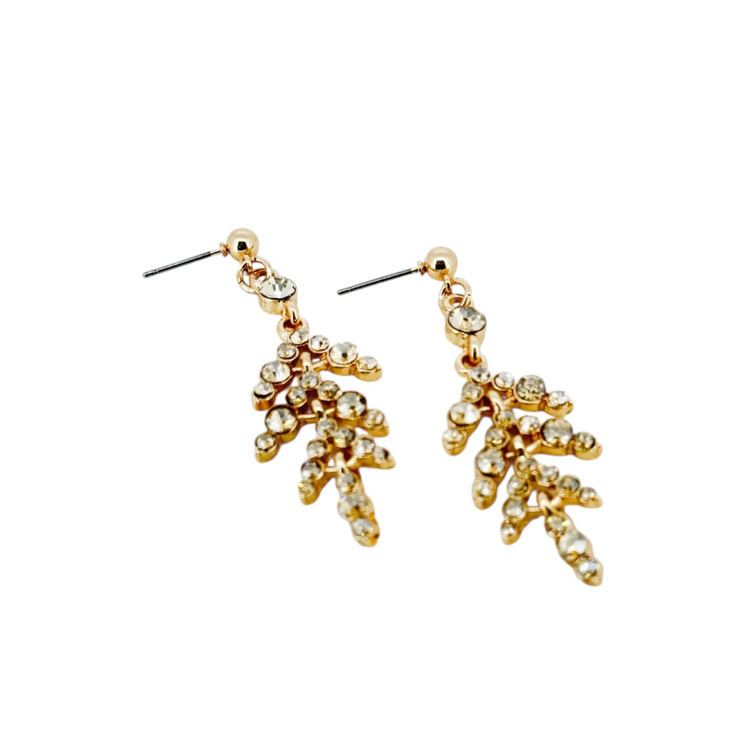 Envy Cristal Leaf Dropper Earring Gold