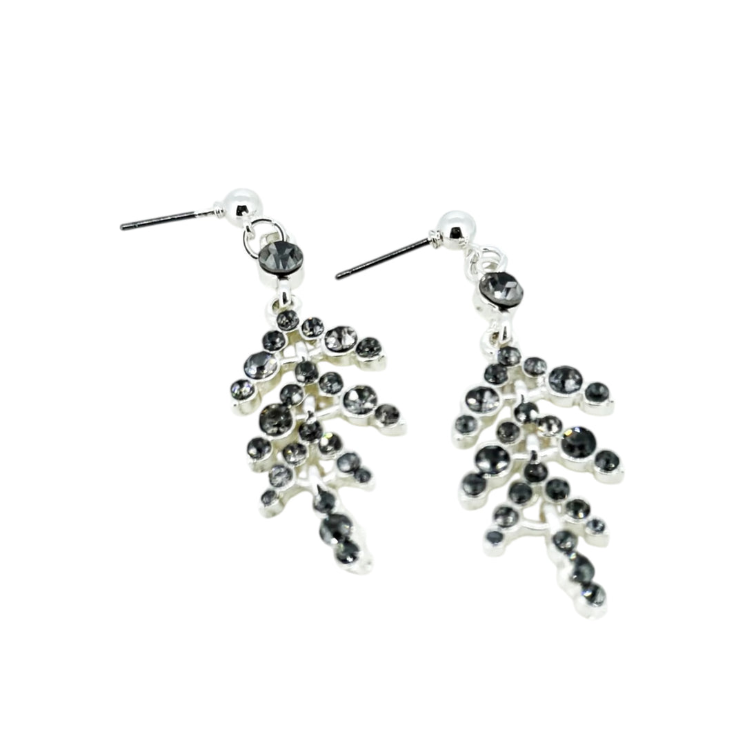 Envy Cristal Leaf Dropper Earring Silver