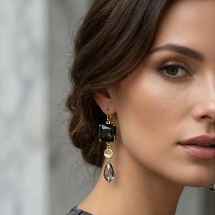 Envy Dropper Earring with Smokey Grey Crystal