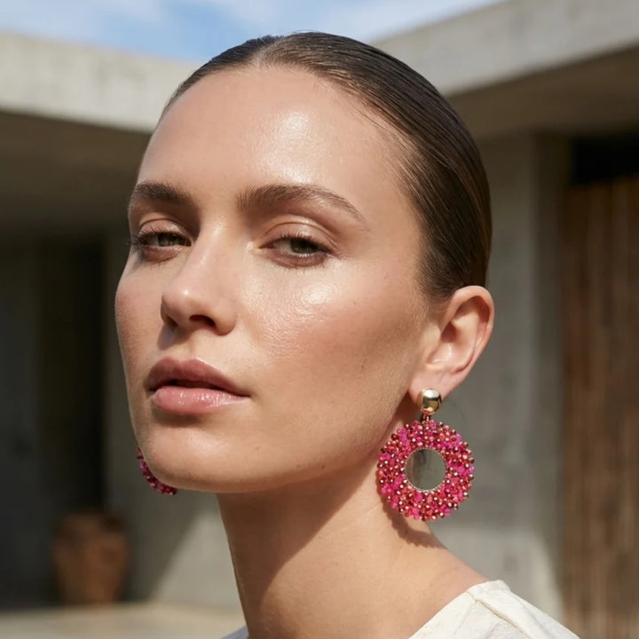 Envy Faceted Bead Earring Pink