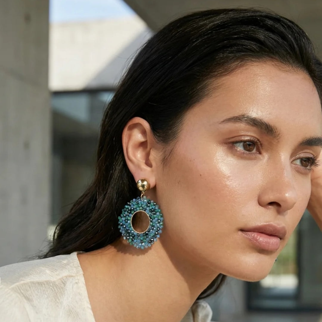 Envy Faceted Bead Earring Turquoise