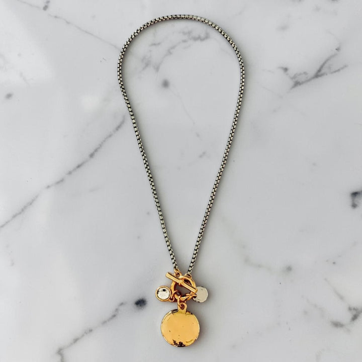 Envy Short Fine Snake Chain Necklace with Gold Pendant