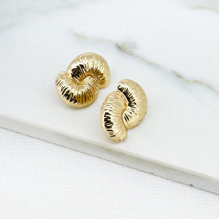 Envy Fossil Stud Earrings Gold