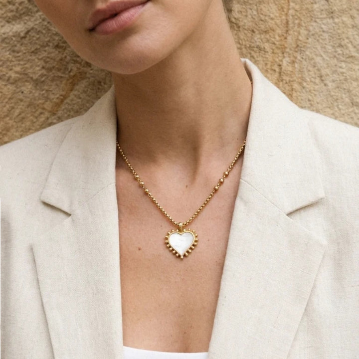 Envy Gold Necklace with White Heart Pendant