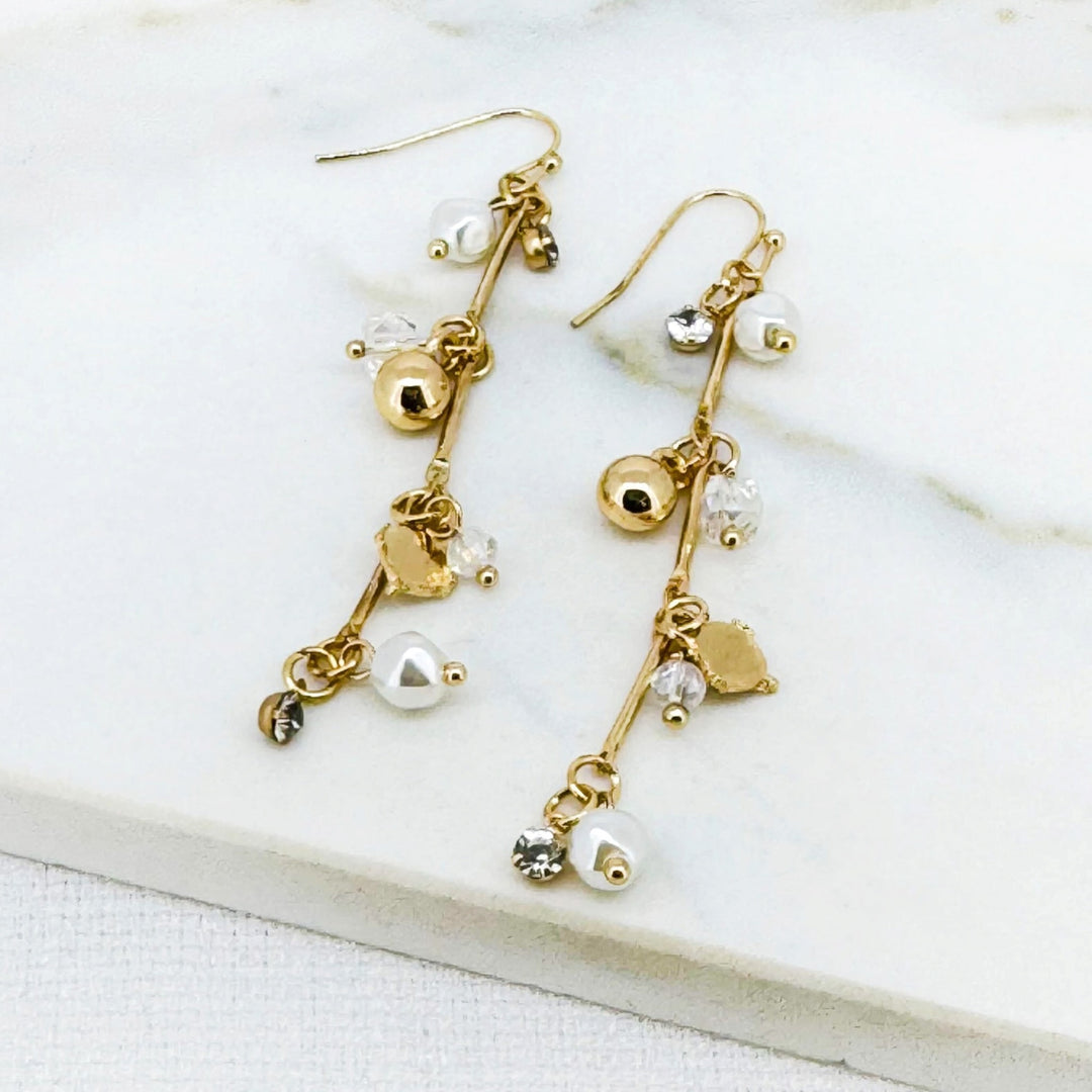 Envy Pearl and Crystal Dropper Earring Gold