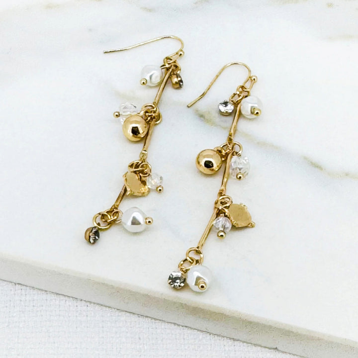 Envy Pearl and Crystal Dropper Earring Gold