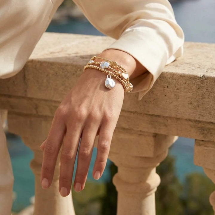 Envy Gold Triple Layer Bracelet with Silver Beads