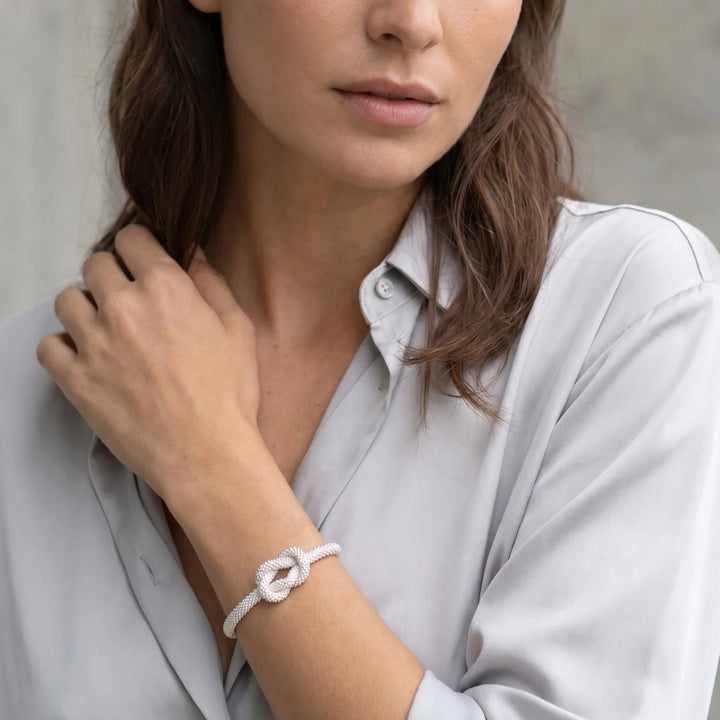 Envy Knot Design Bangle Silver