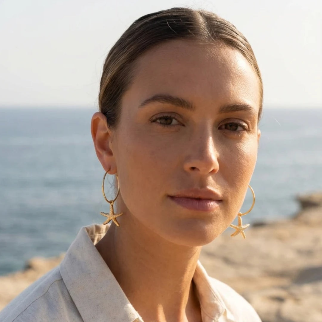 Envy Large Hoop Earring with Starfish Gold