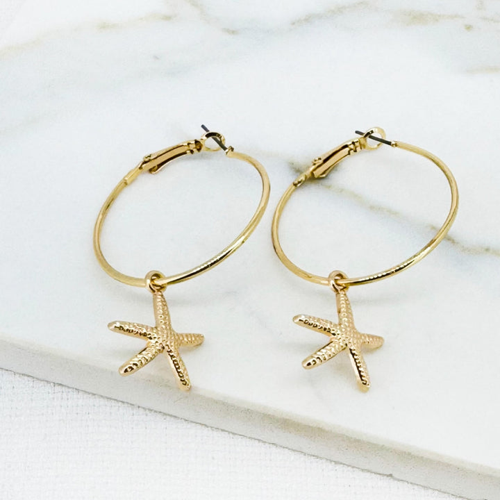 Envy Large Hoop Earring with Starfish Gold
