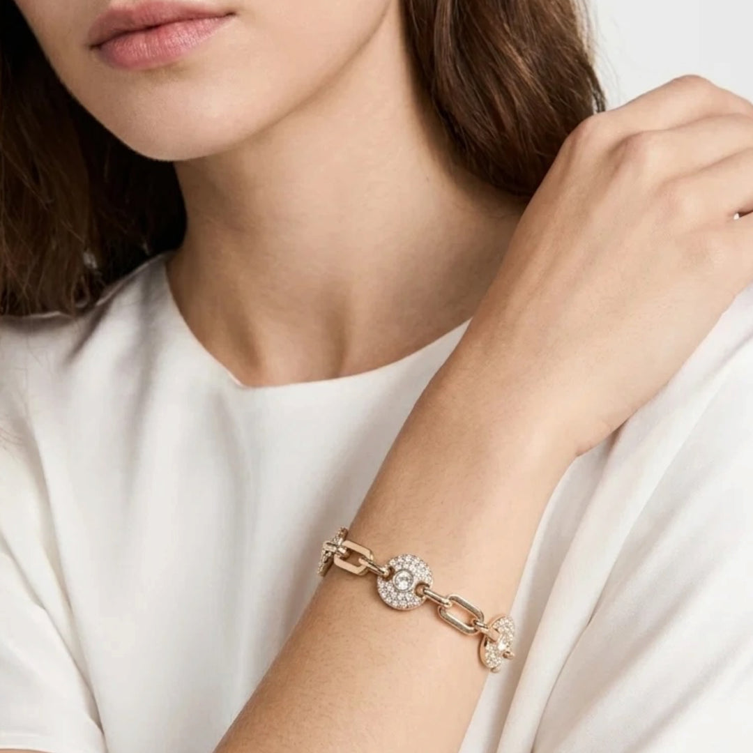Envy Link Bracelet with Diamonte Circle Gold