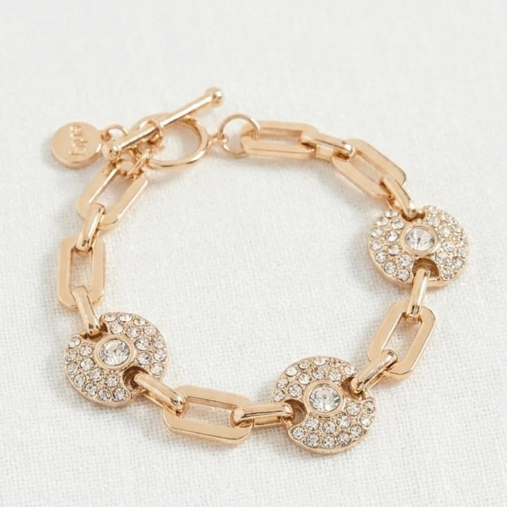 Envy Link Bracelet with Diamonte Circle Gold