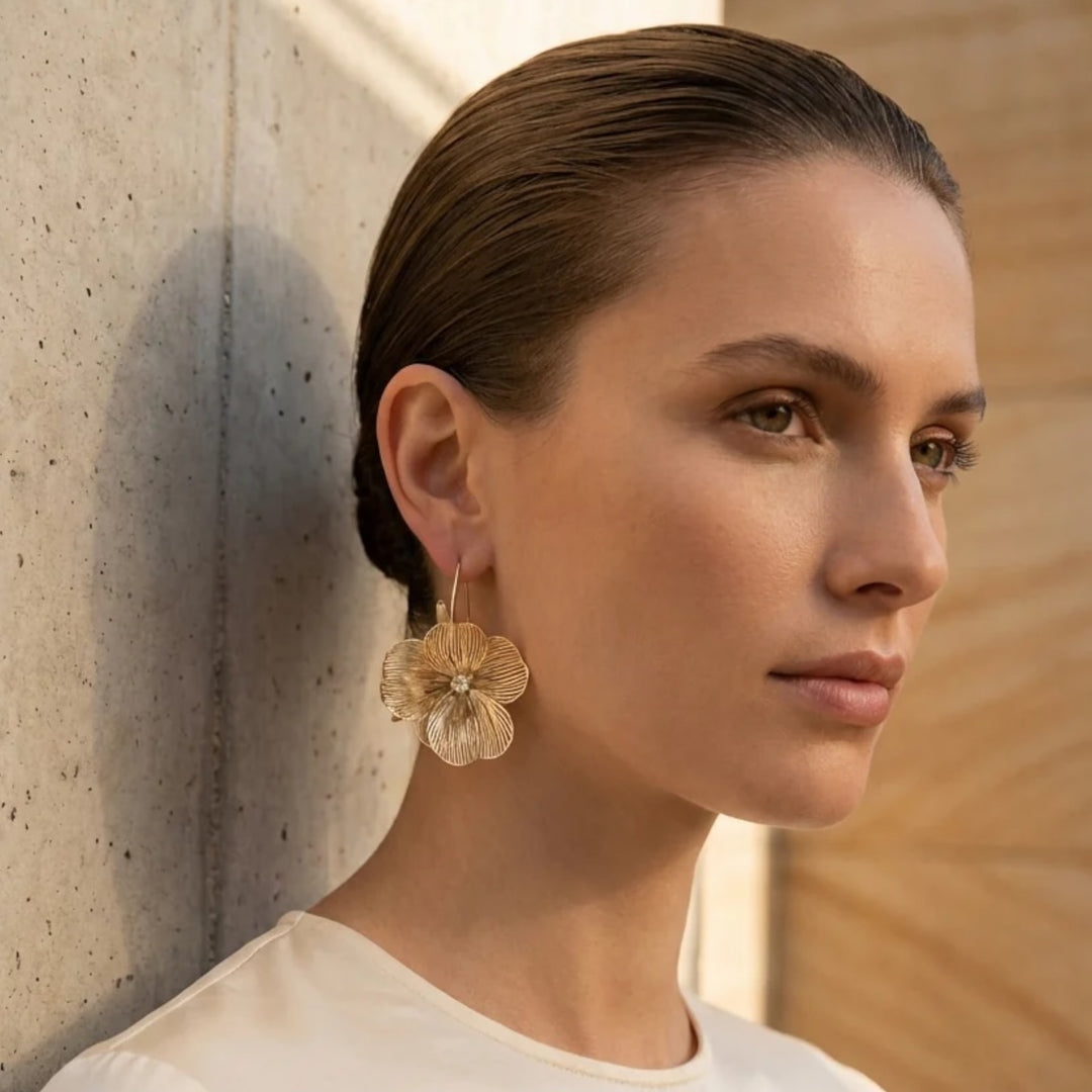 Envy Long Petal Design Earring Gold