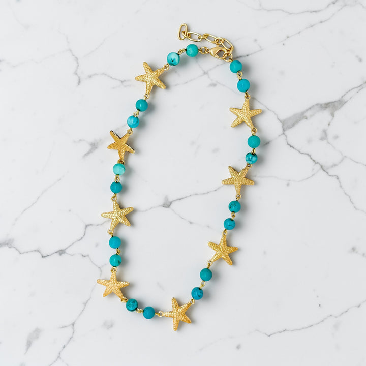 Envy Necklace with Turquoise Beads and Starfish