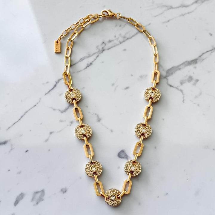 Envy Paperchain Necklace with Diamonte Discs Gold