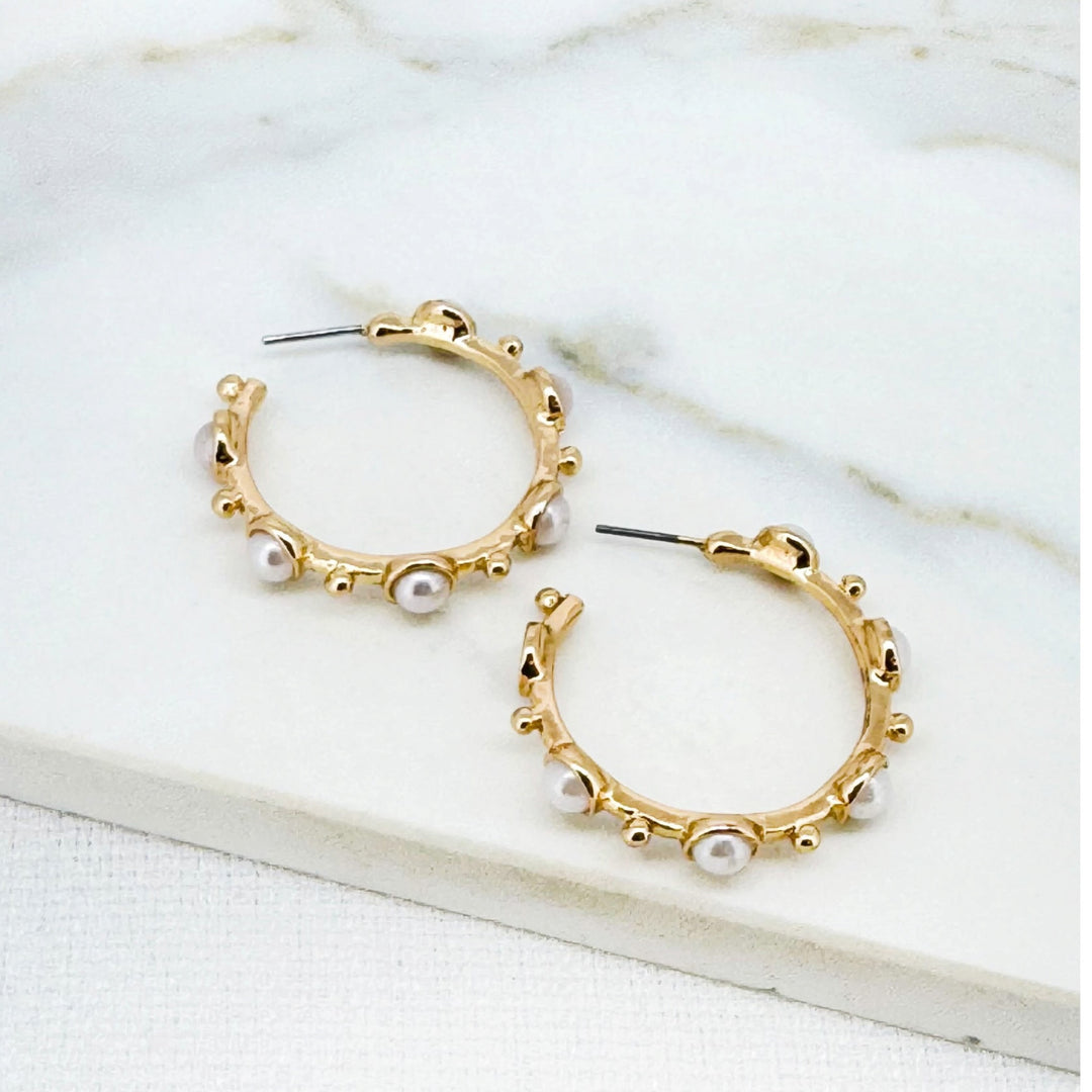 Envy Pearl Hoop Earring Gold