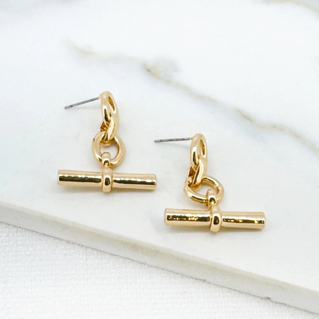 Envy T-Bar Dropper Earring Gold