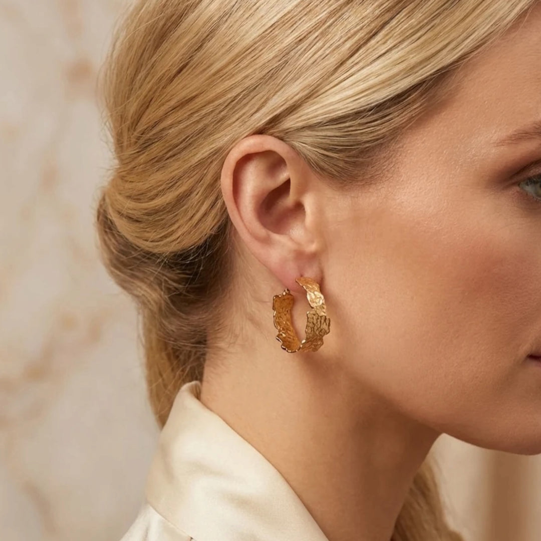 Envy Textured Hoop Earring Gold