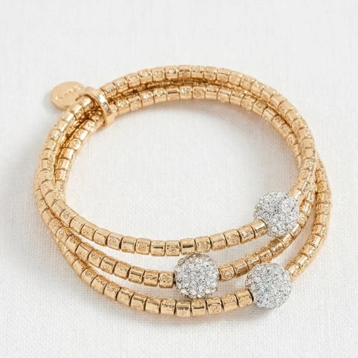 Envy Triple Layer Stretch Bracelet with Diamonte Balls