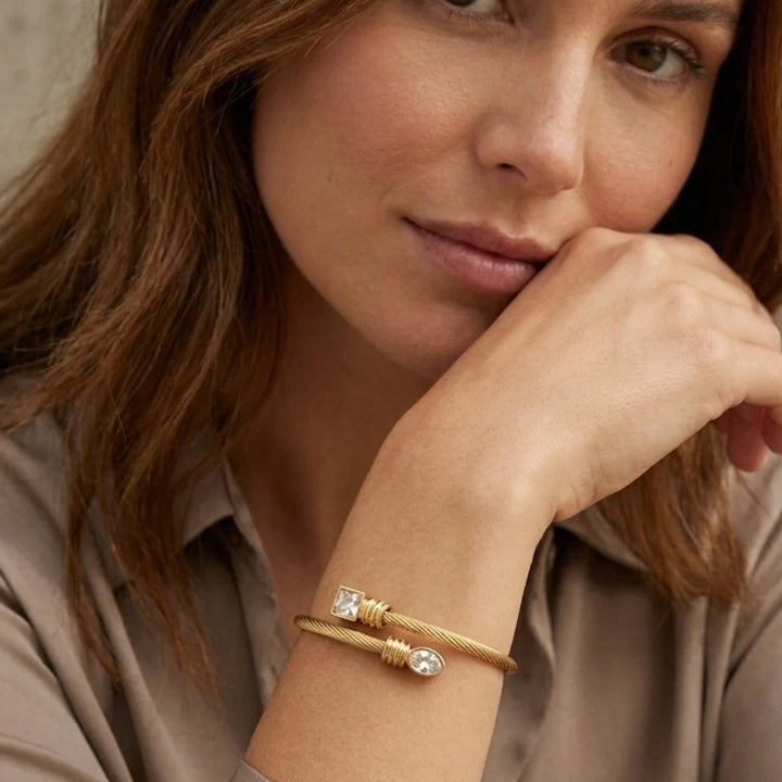 Envy Wrap Bangle with Crystal Gold