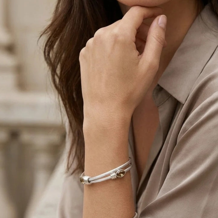 Envy Wrap Bangle with Crystal Silver