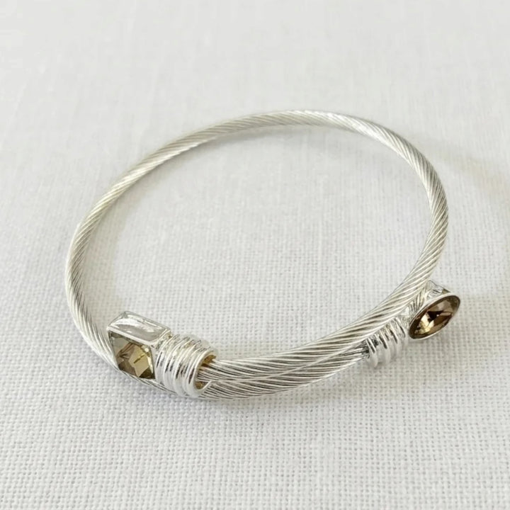 Envy Wrap Bangle with Crystal Silver