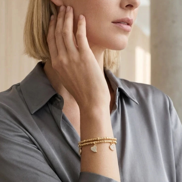 Envy Wraparound Stretch Bracelet with Charms Gold