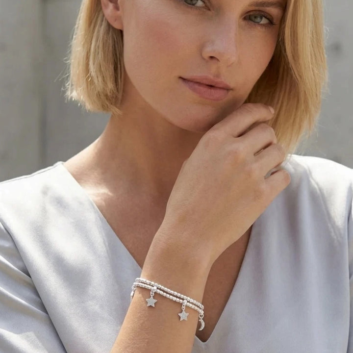 Envy Wraparound Stretch Bracelet with Charms Silver